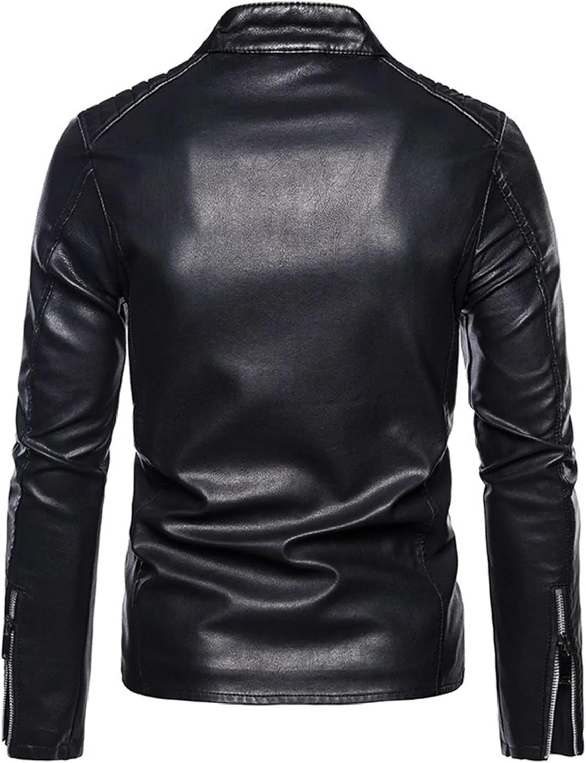Men's Quilted Cafe Racer Moto Jackets Slim Fit Motorcycle Faux Leather Jacket Faux Leather Motorcycle Jacket