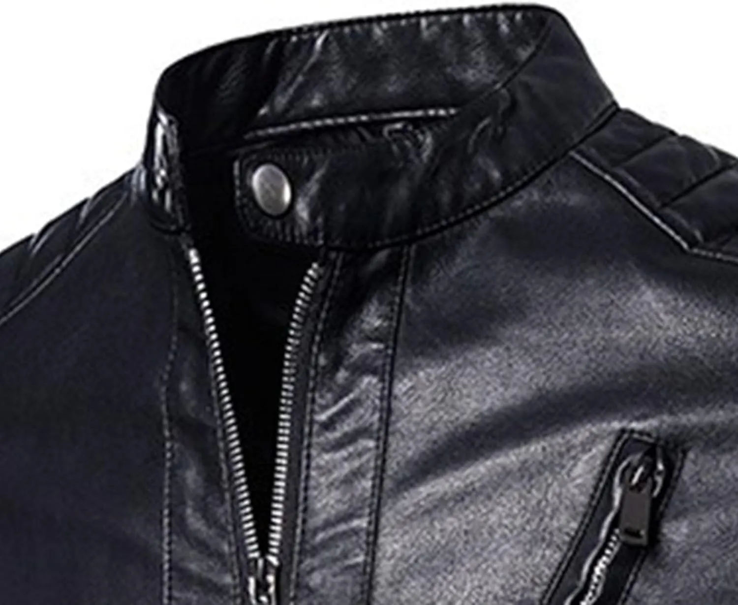 Men's Quilted Cafe Racer Moto Jackets Slim Fit Motorcycle Faux Leather Jacket Faux Leather Motorcycle Jacket