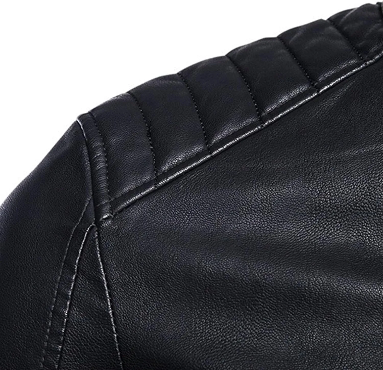 Men's Quilted Cafe Racer Moto Jackets Slim Fit Motorcycle Faux Leather Jacket Faux Leather Motorcycle Jacket
