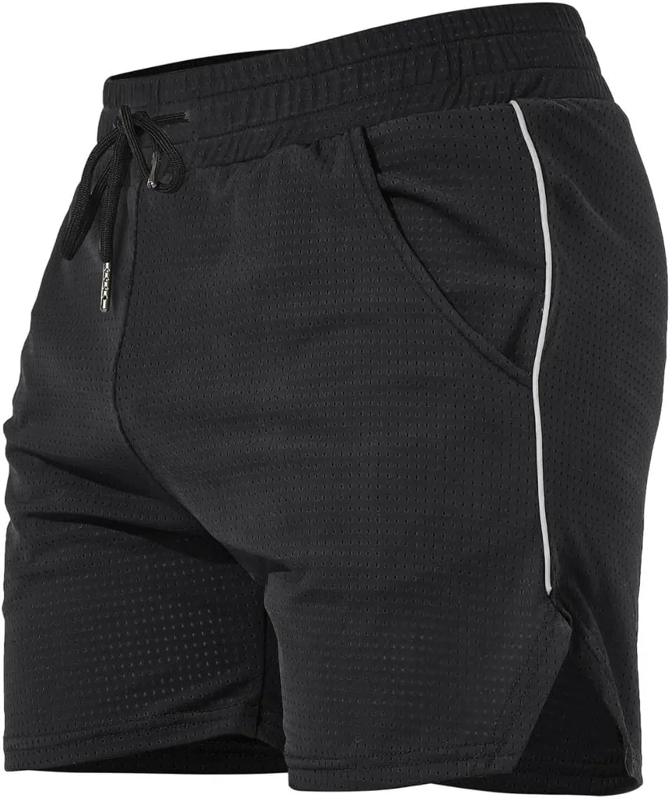 Mens Running Athletic Shorts Mesh Quick Dry Shorts Drawstring Pants Stretchy Gym Sport Shorts Comfy Breathable Short