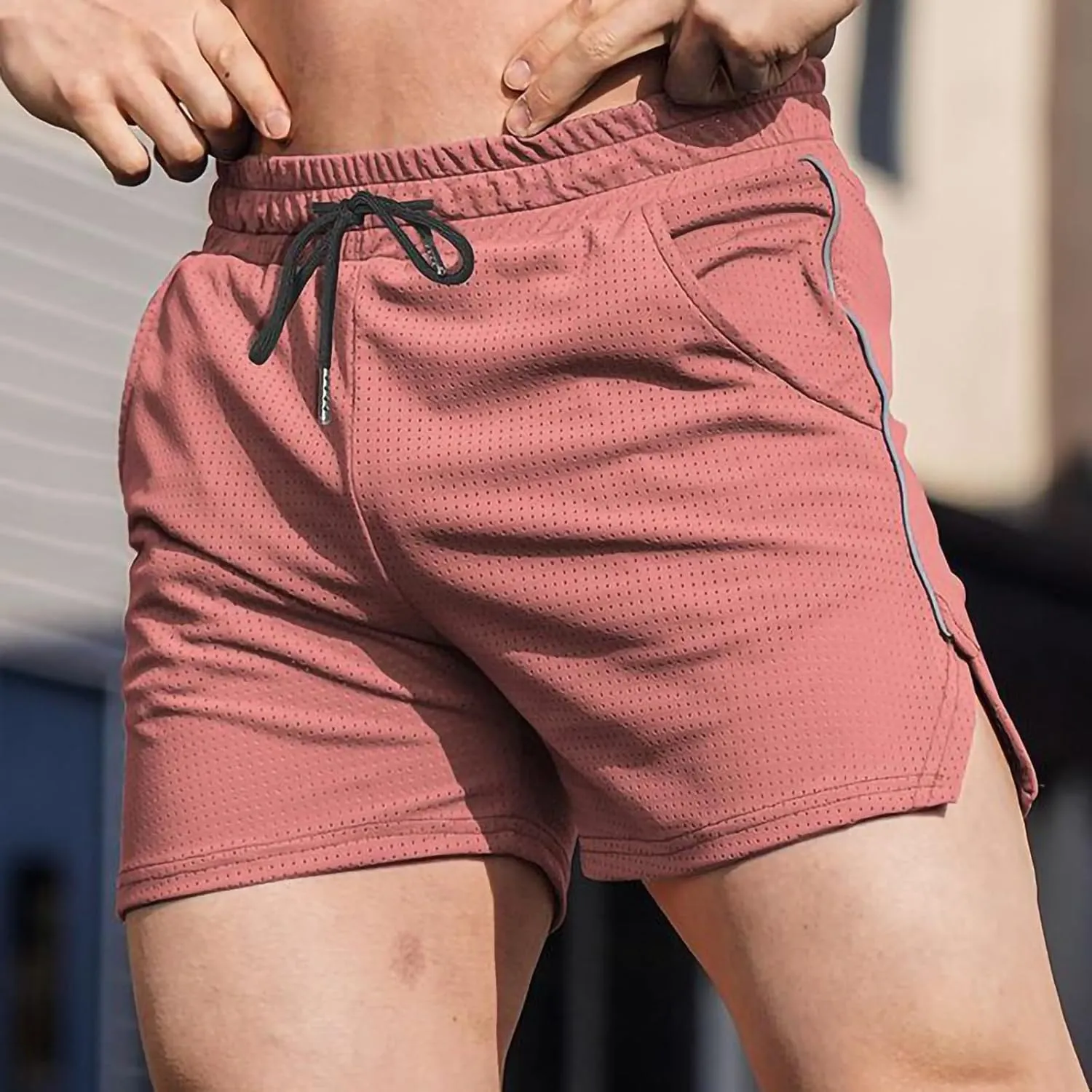 Mens Running Athletic Shorts Mesh Quick Dry Shorts Drawstring Pants Stretchy Gym Sport Shorts Comfy Breathable Short