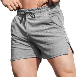 Mens Running Athletic Shorts Mesh Quick Dry Shorts Drawstring Pants Stretchy Gym Sport Shorts Comfy Breathable Short