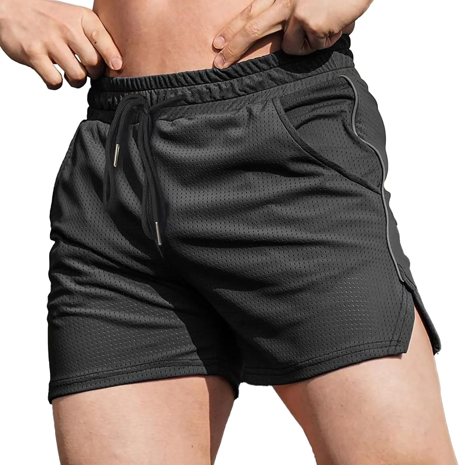 Mens Running Athletic Shorts Mesh Quick Dry Shorts Drawstring Pants Stretchy Gym Sport Shorts Comfy Breathable Short