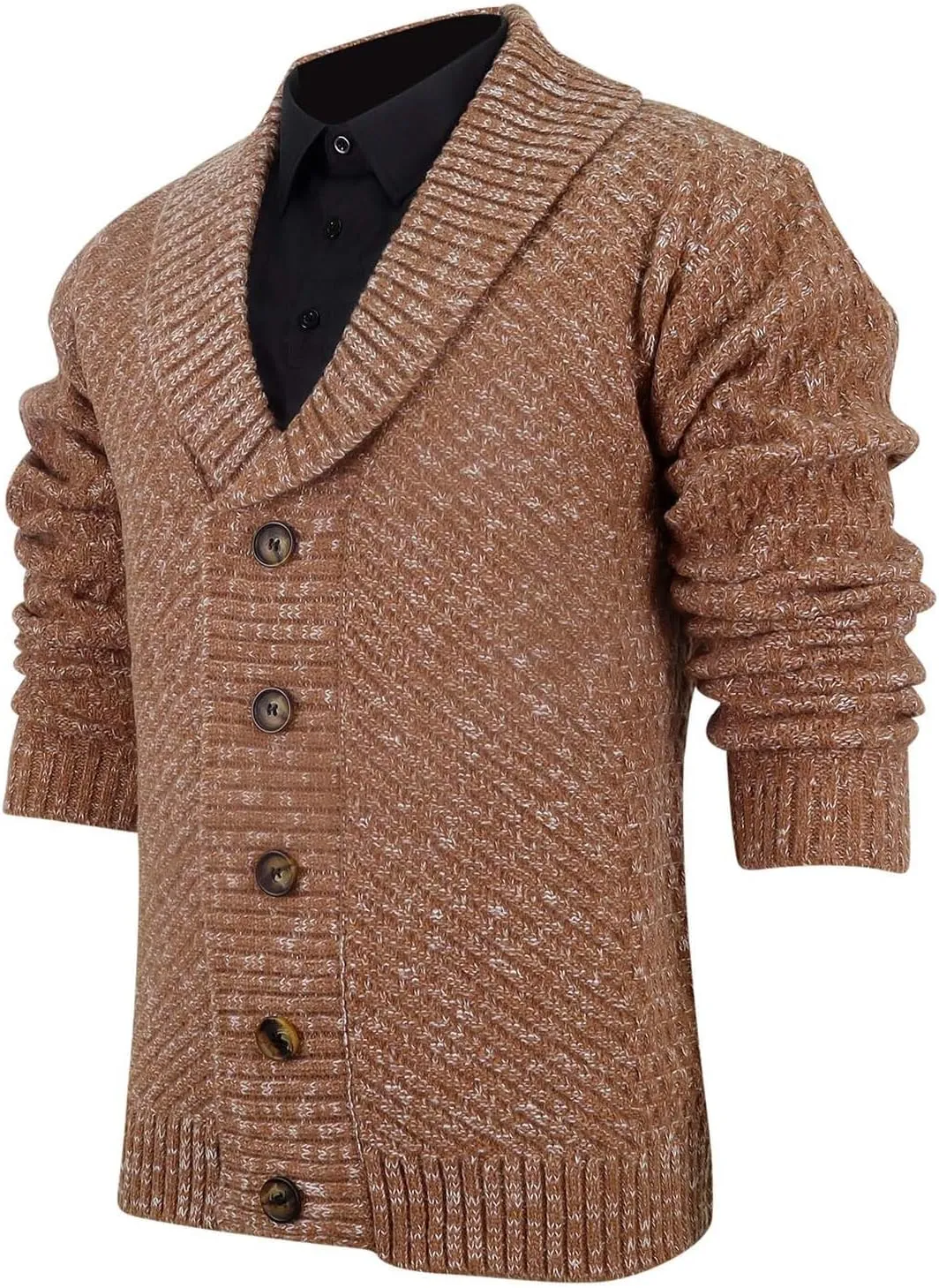 Mens Shawl Collar Cardigan Sweater Cable Knit Button Down Winter Chunky Sweaters Oversize Vintage Long Sleeve Jacket