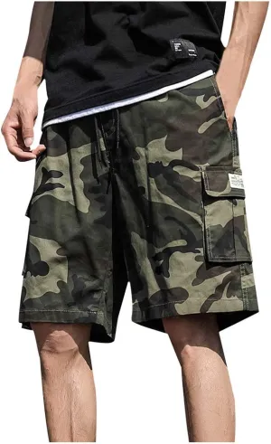 Mens Shorts Elastic Waist Casual Camouflage Overalls Plus Size Sport Shorts Pants Men Athletic Shorts