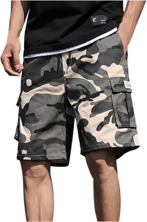 Mens Shorts Elastic Waist Casual Camouflage Overalls Plus Size Sport Shorts Pants Men Athletic Shorts