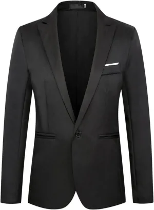 Men's Suit Jacket Classic Fit Patchwork Blazer Stretch One Button Regular Pocket Lapel Premium Knit Dinner Sport Coat