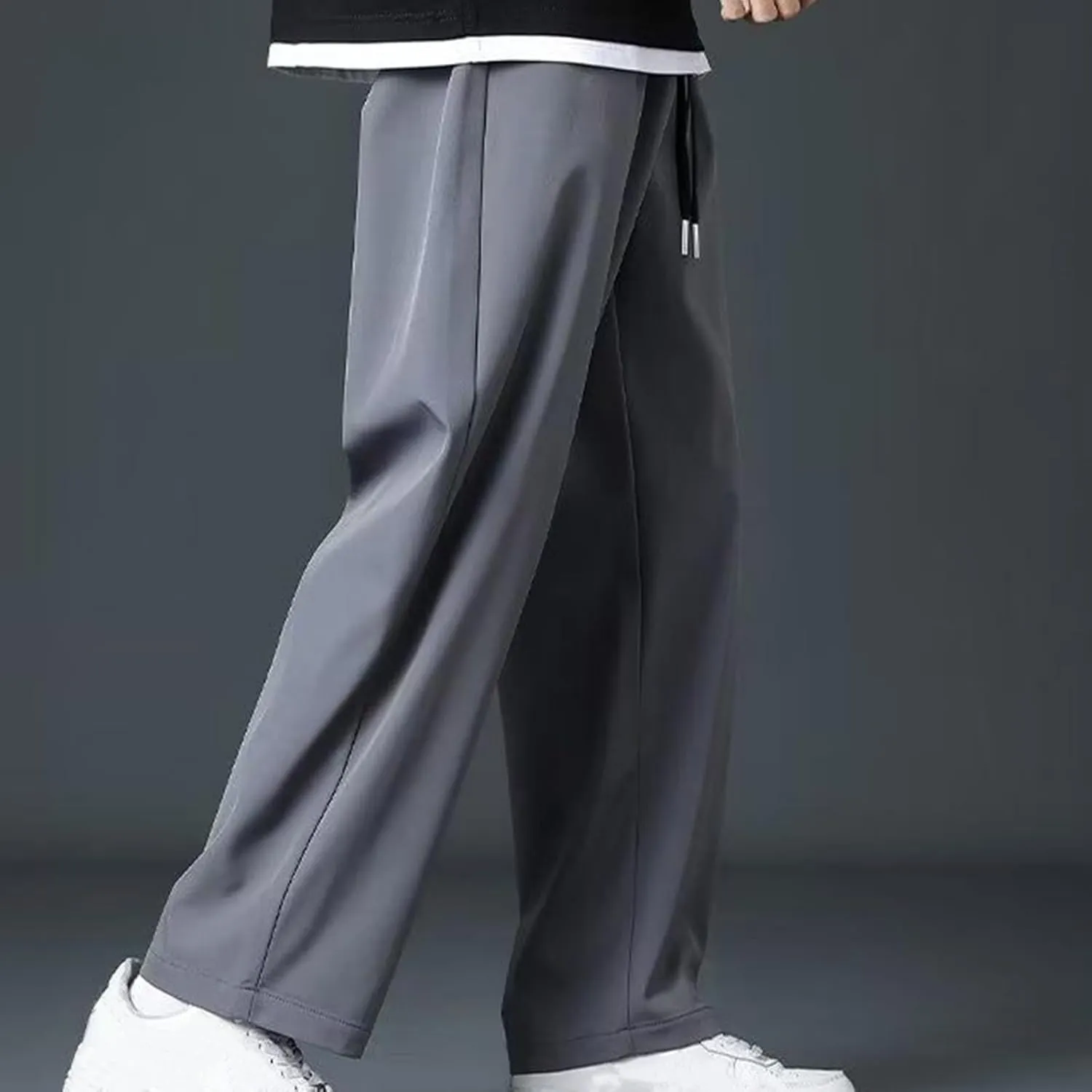 Men's Wide Leg Pants Relaxed Elastic Drawstring Lightweight Casual Comfy Lounge Daily Street Travel Minimalist