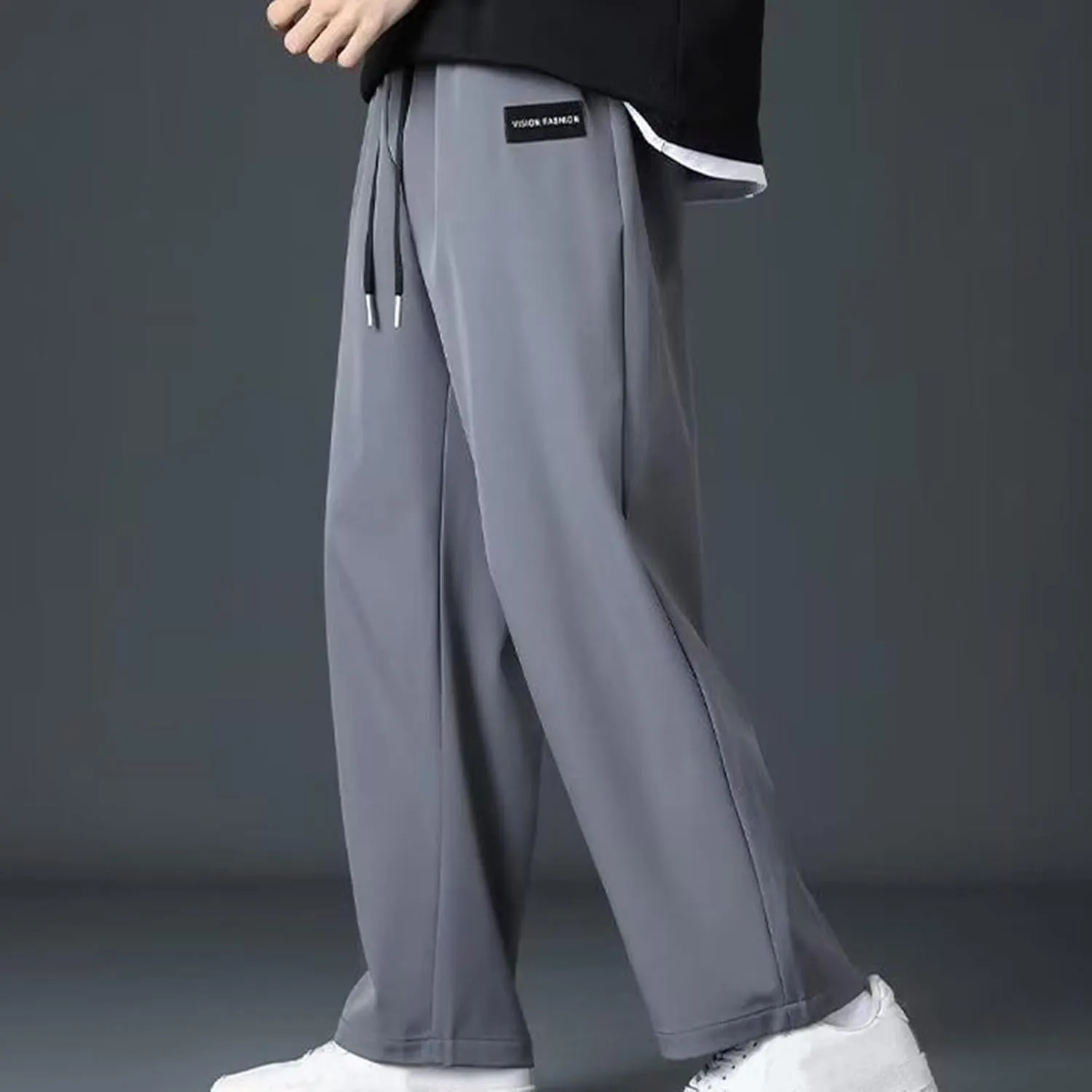 Men's Wide Leg Pants Relaxed Elastic Drawstring Lightweight Casual Comfy Lounge Daily Street Travel Minimalist