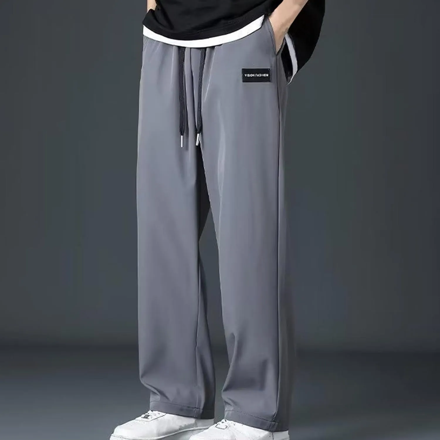 Men's Wide Leg Pants Relaxed Elastic Drawstring Lightweight Casual Comfy Lounge Daily Street Travel Minimalist