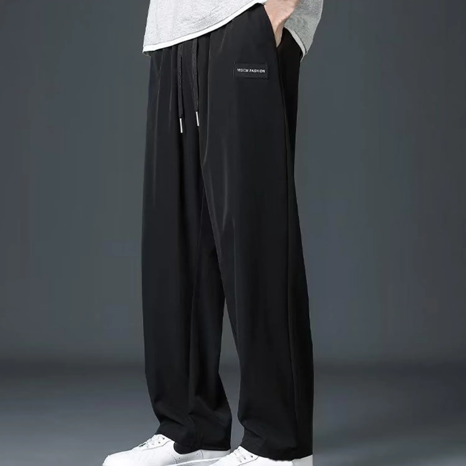 Men's Wide Leg Pants Relaxed Elastic Drawstring Lightweight Casual Comfy Lounge Daily Street Travel Minimalist