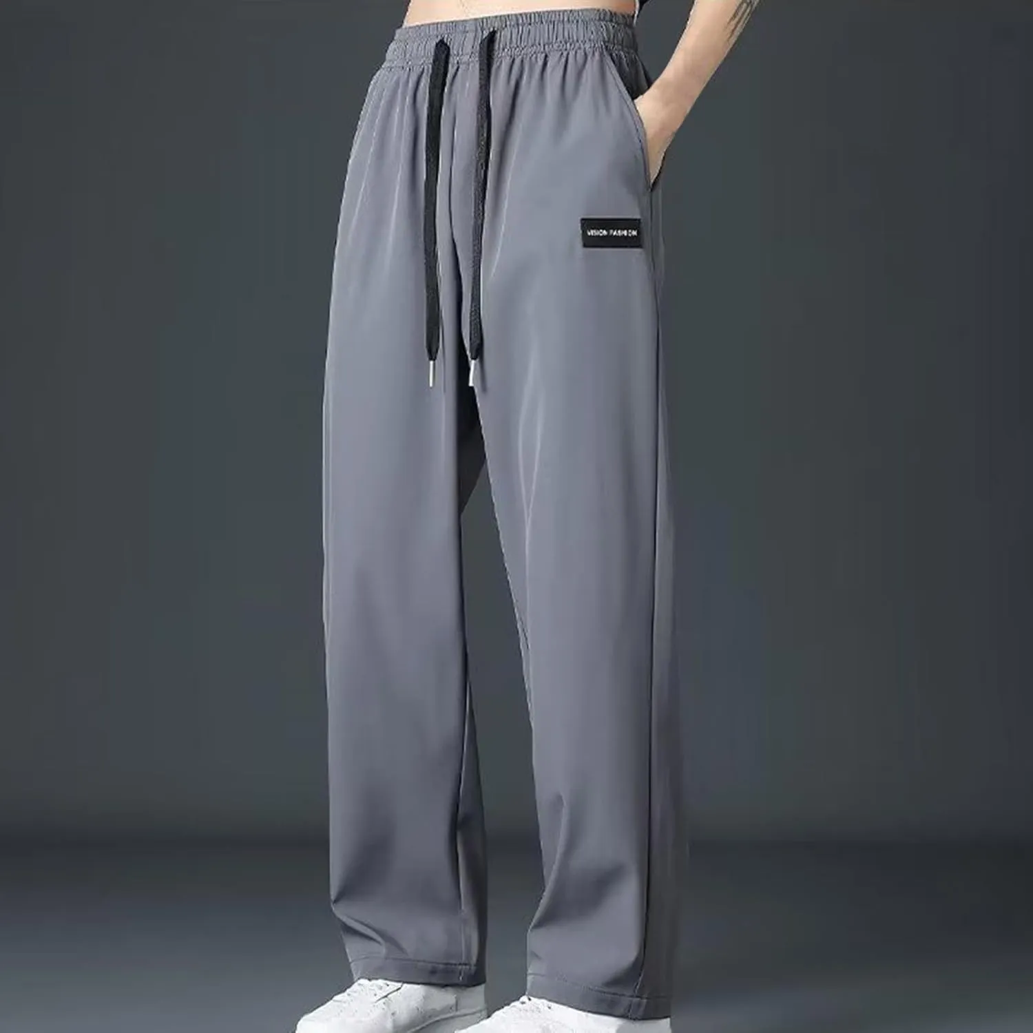 Men's Wide Leg Pants Relaxed Elastic Drawstring Lightweight Casual Comfy Lounge Daily Street Travel Minimalist