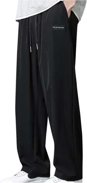 Men's Wide Leg Pants Relaxed Elastic Drawstring Lightweight Casual Comfy Lounge Daily Street Travel Minimalist