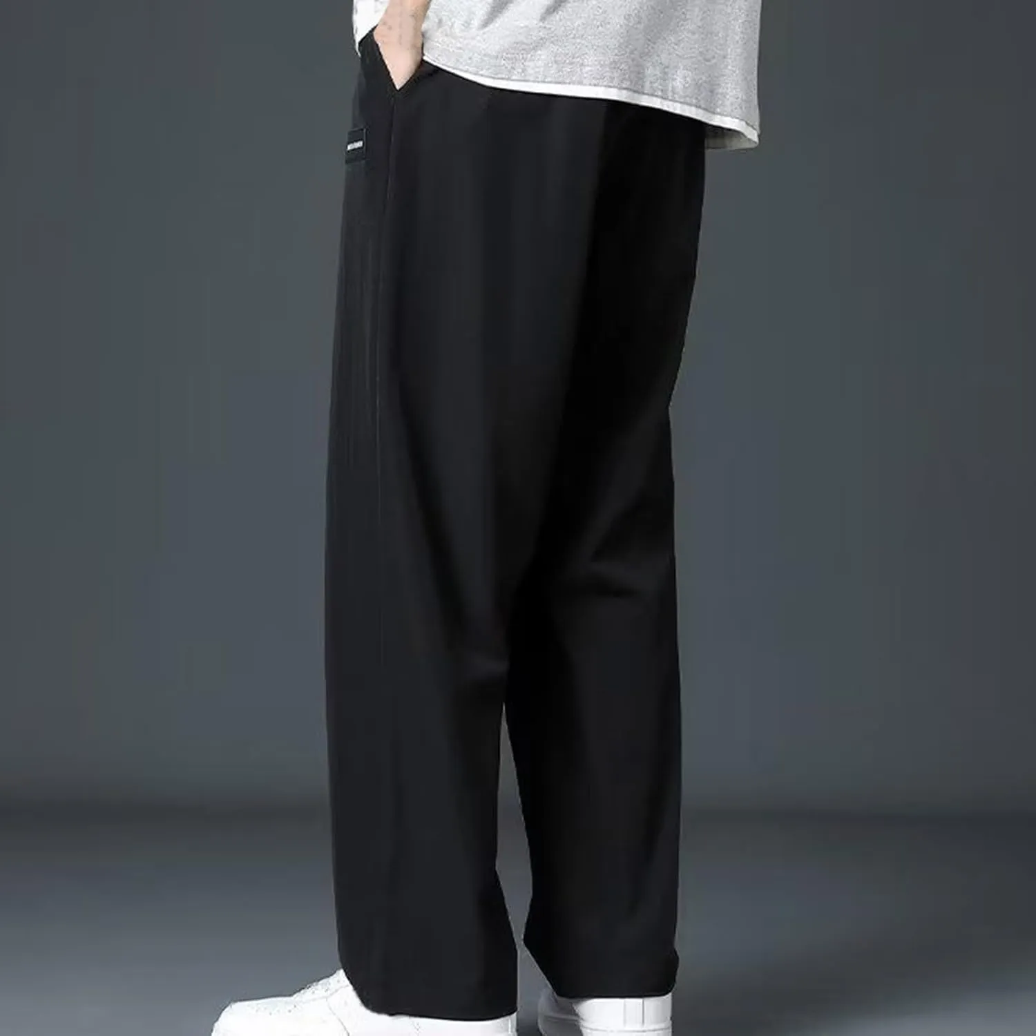 Men's Wide Leg Pants Relaxed Elastic Drawstring Lightweight Casual Comfy Lounge Daily Street Travel Minimalist