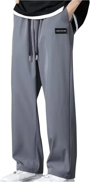 Men's Wide Leg Pants Relaxed Elastic Drawstring Lightweight Casual Comfy Lounge Daily Street Travel Minimalist