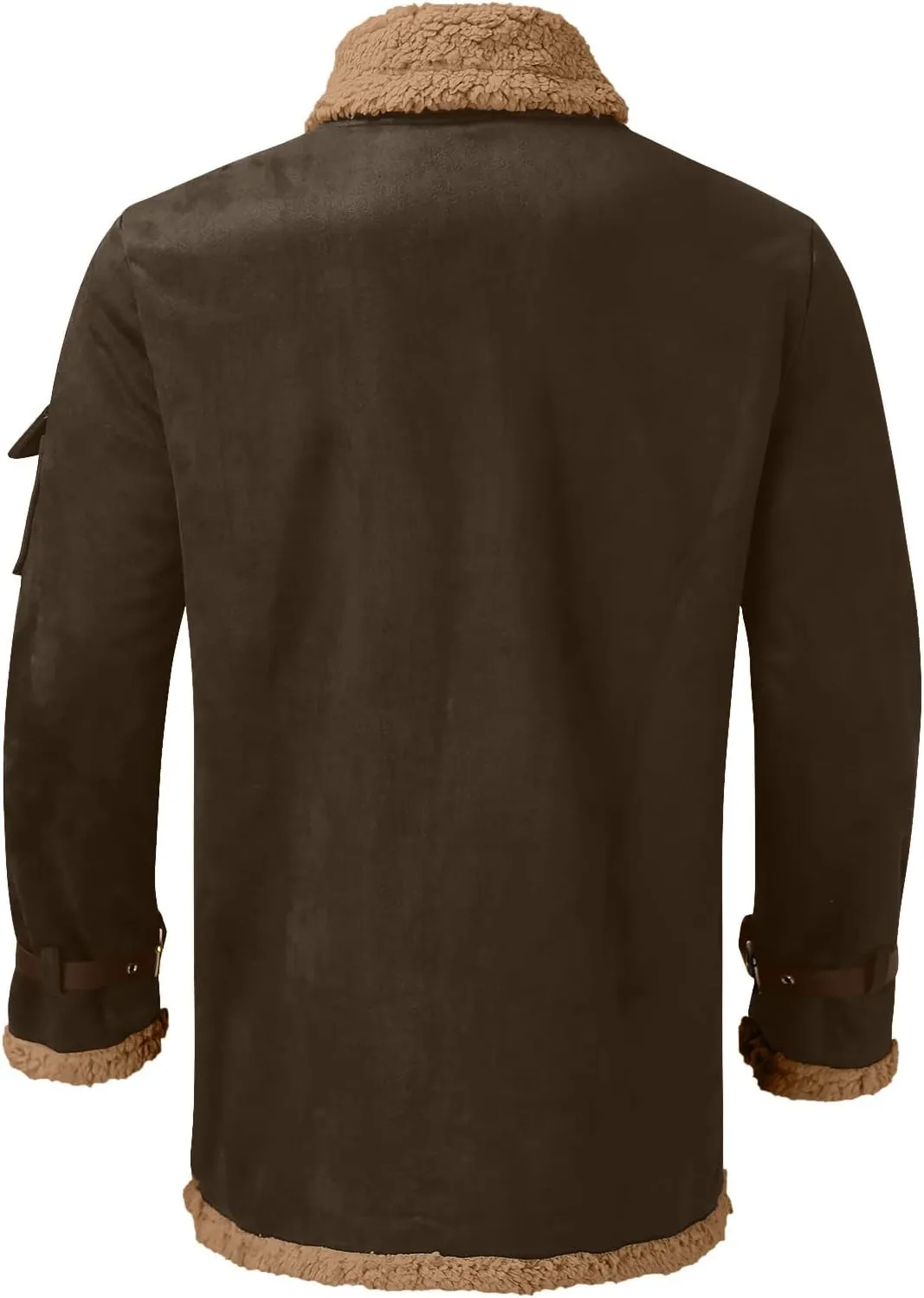 Mens Winter Coats, Men's Lamb Wool Bomber Coat Faux Leather Sherpa Fleece Lined Jacket Heavyweight Sheepskin Jackets