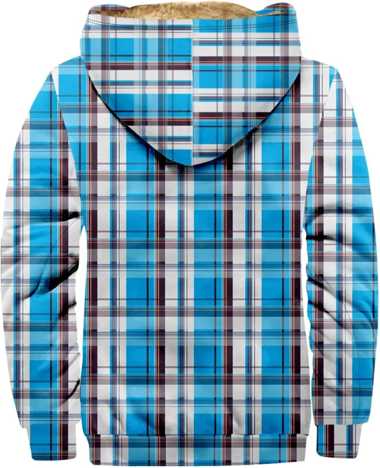 Men'S Winter Coats Plaid Print Zipper Hooded Warm Windbreaker Jackets Heated Casual Hoodie