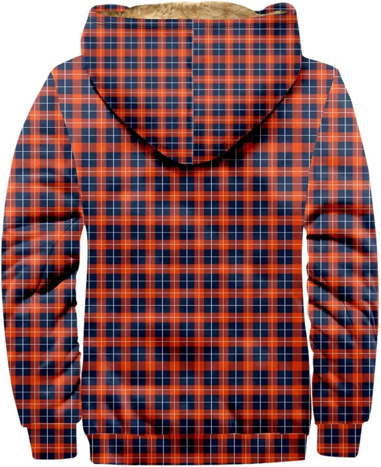 Men'S Winter Coats Plaid Print Zipper Hooded Warm Windbreaker Jackets Heated Casual Hoodie