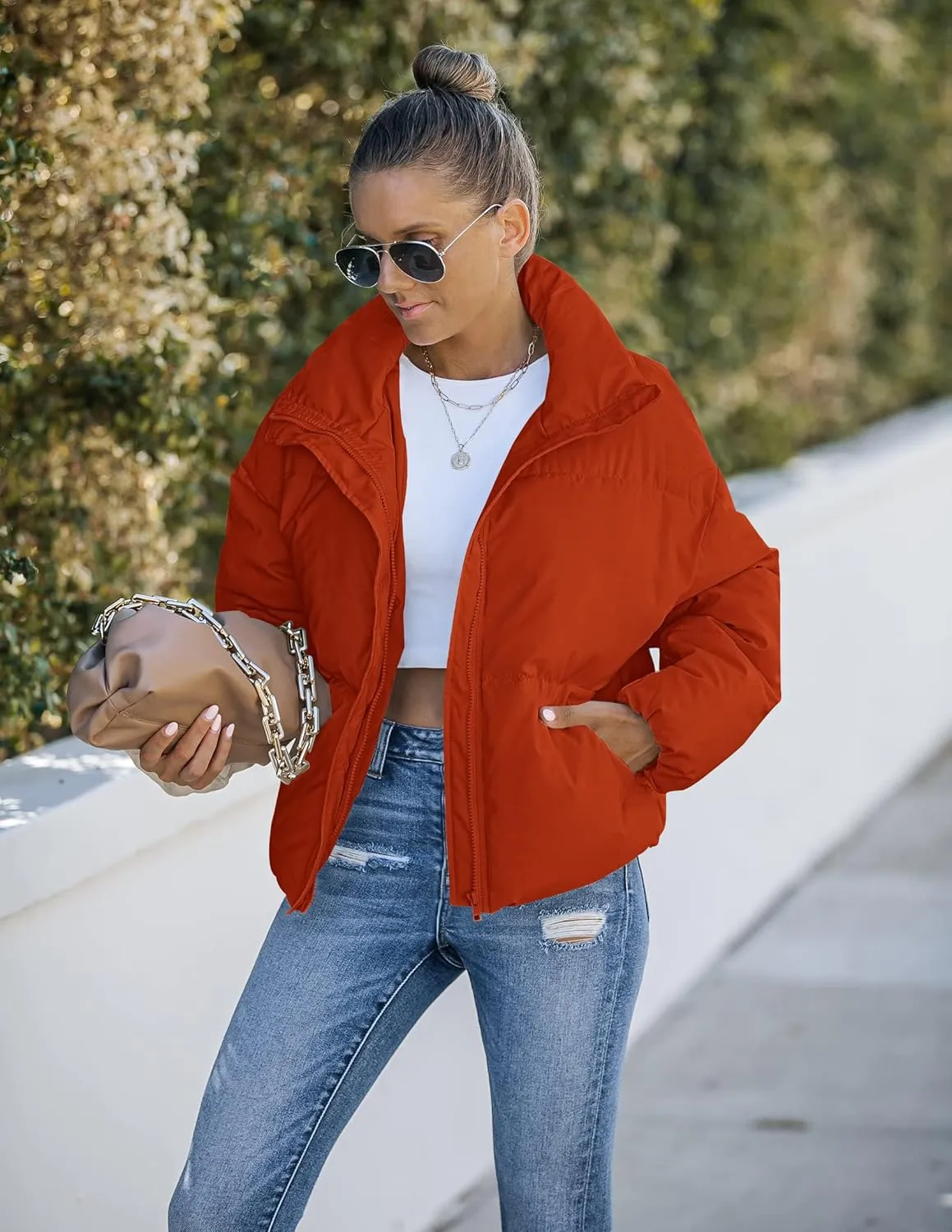 MEROKEETY Women's 2025 Winter Long Sleeve Zip Puffer Jacket Pockets Baggy Short Coats