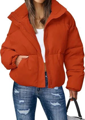 MEROKEETY Women's 2025 Winter Long Sleeve Zip Puffer Jacket Pockets Baggy Short Coats