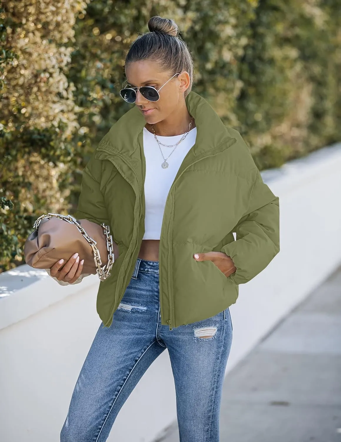 MEROKEETY Women's 2025 Winter Long Sleeve Zip Puffer Jacket Pockets Baggy Short Coats