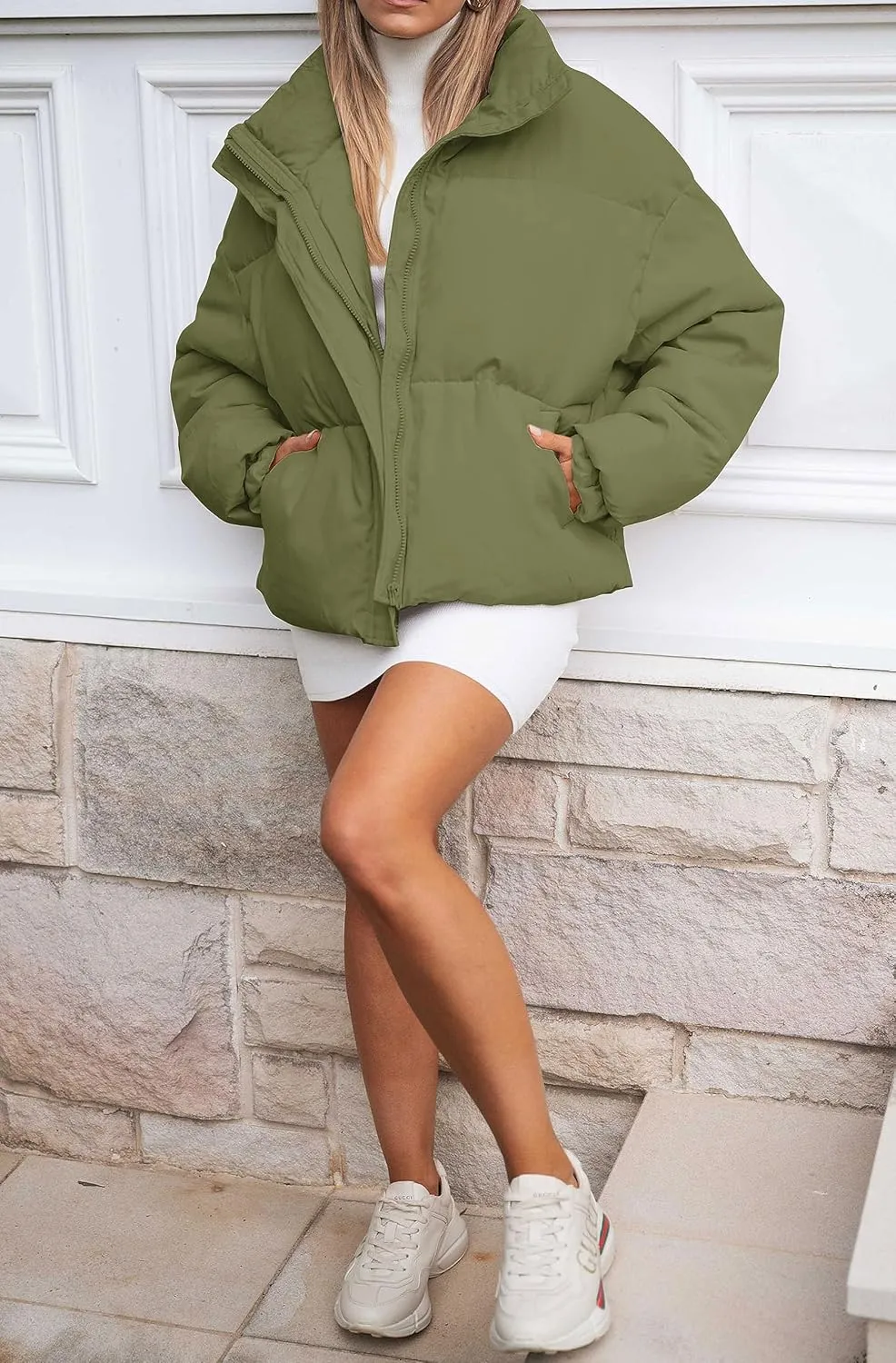 MEROKEETY Women's 2025 Winter Long Sleeve Zip Puffer Jacket Pockets Baggy Short Coats