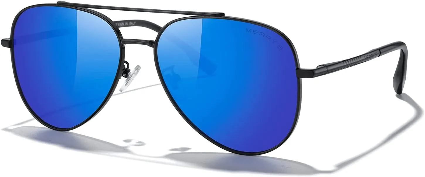 MERRY'S Classic Mirrored Aviator Sunglasses for Men Women Polarized Driving Fishing Mens Sunglasses
