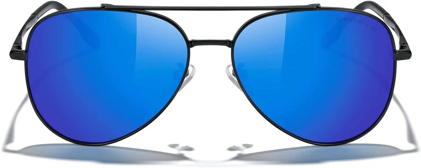 MERRY'S Classic Mirrored Aviator Sunglasses for Men Women Polarized Driving Fishing Mens Sunglasses