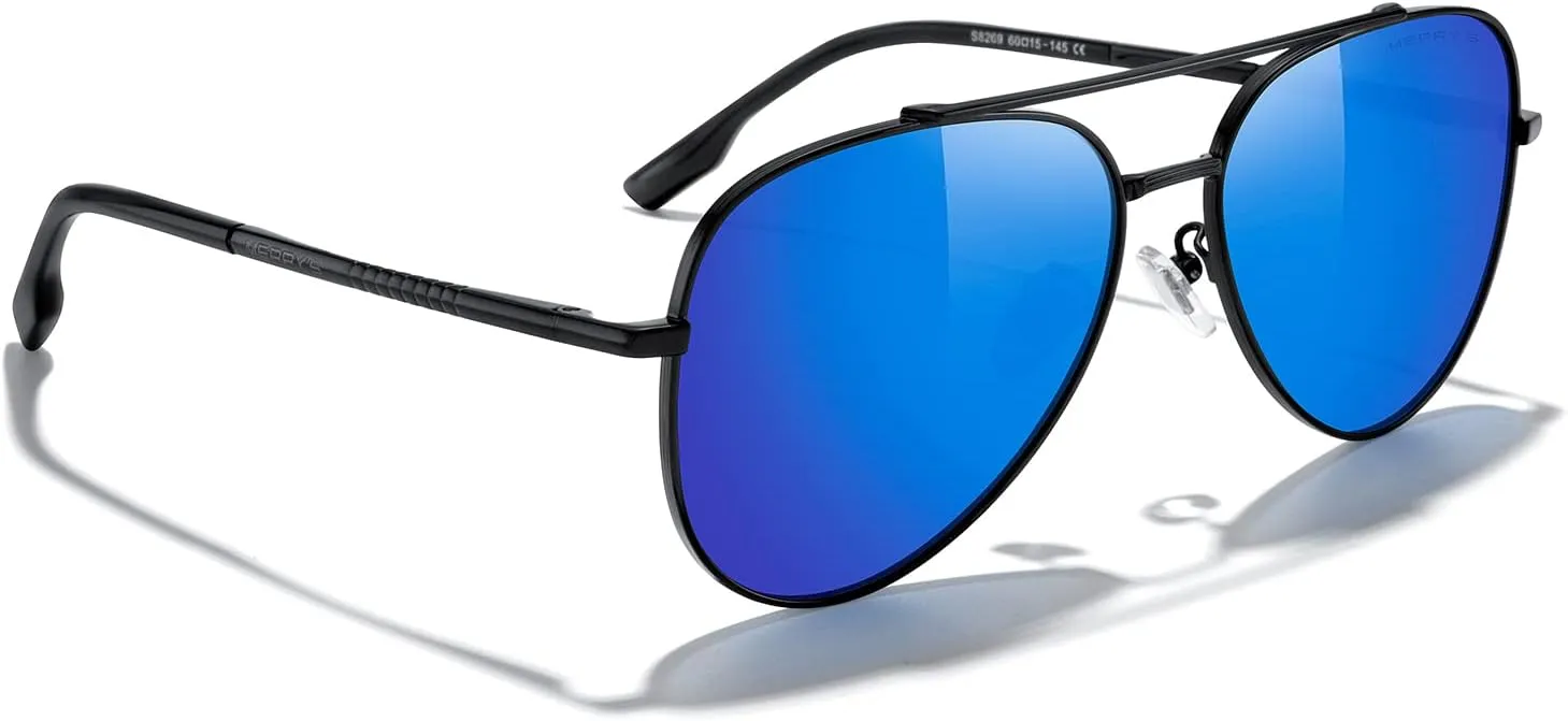 MERRY'S Classic Mirrored Aviator Sunglasses for Men Women Polarized Driving Fishing Mens Sunglasses