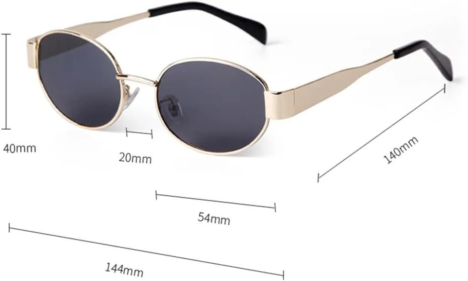 Metal Oval Frame Sunglasses Women Men Round Driving Sun Glasses Clear Lens Shades Male UV400