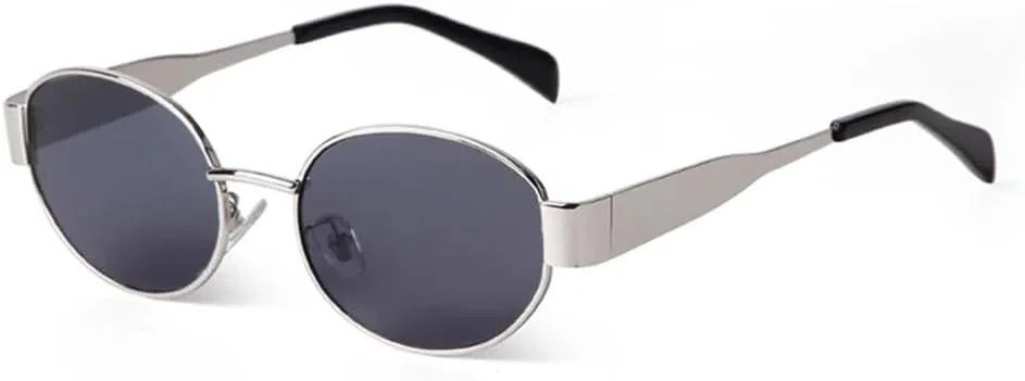 Metal Oval Frame Sunglasses Women Men Round Driving Sun Glasses Clear Lens Shades Male UV400