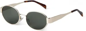 Metal Oval Frame Sunglasses Women Men Round Driving Sun Glasses Clear Lens Shades Male UV400