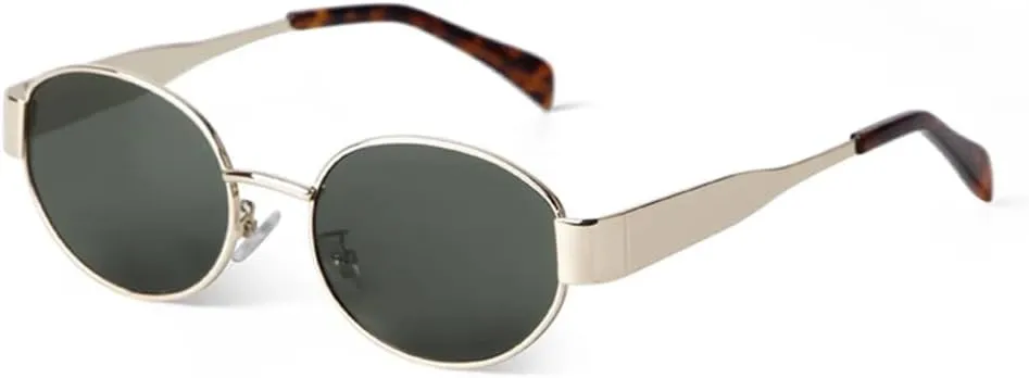 Metal Oval Frame Sunglasses Women Men Round Driving Sun Glasses Clear Lens Shades Male UV400