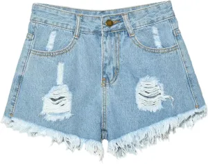 Mid Rise Jean Shorts for Women Womens Distressed Denim Shorts Women's Short Ripped Jeans Summer Vacation