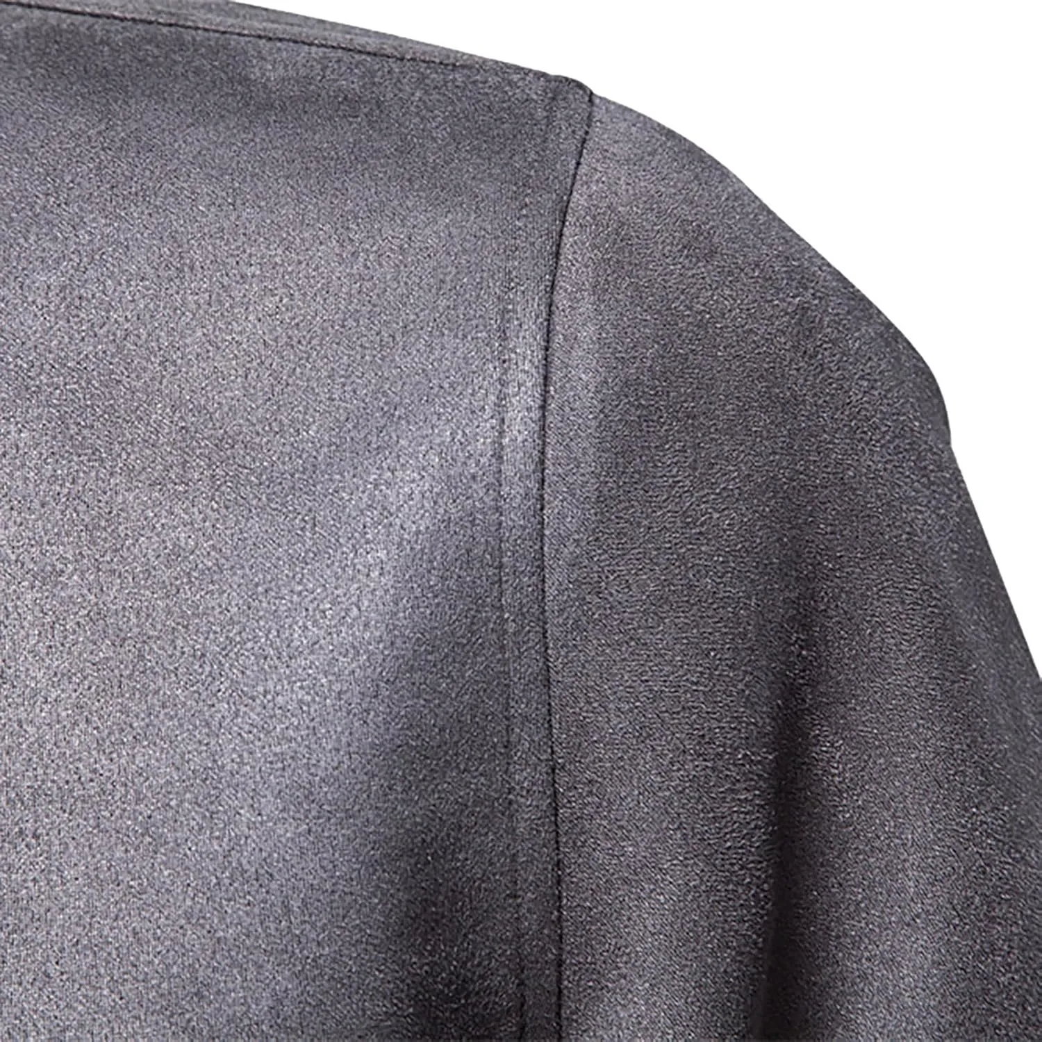 MIDOO Mens Full Zipper Fleece Jacket without Hood Collar Baseball Jacket With Button Pockets Long Sleeved Casual