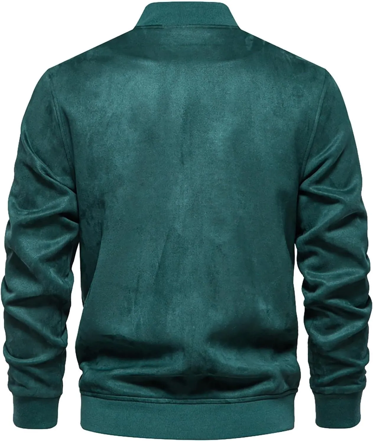 MIDOO Mens Full Zipper Fleece Jacket without Hood Collar Baseball Jacket With Button Pockets Long Sleeved Casual