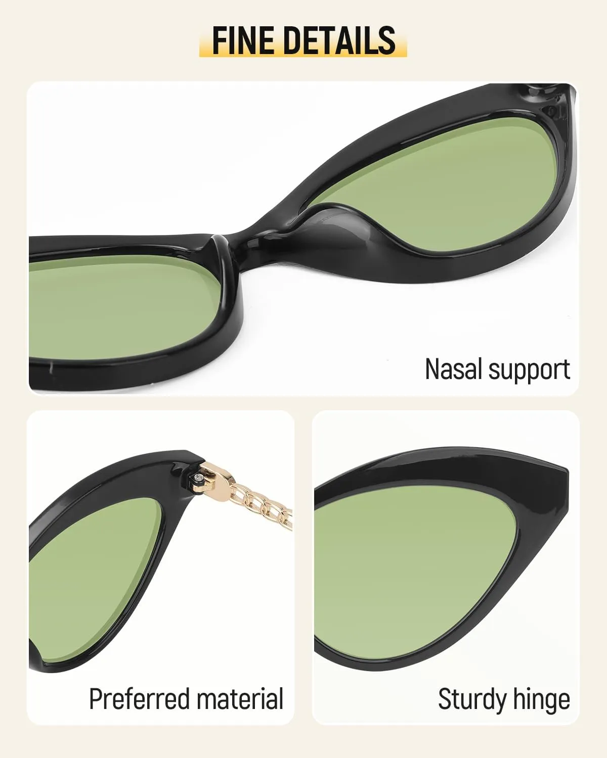 MIZZEO Trendy Cat Eye Sunglasses for Women Men, Retro Vintage 90s Classic Trend Ladies Sunglasses for Small Face