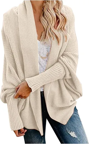 NaRHbrg Women Chunky Kimono Cardigan, Women's Cable Knitted Slouchy Oversized Wrap Open Front Cardigan Sweater Outwear