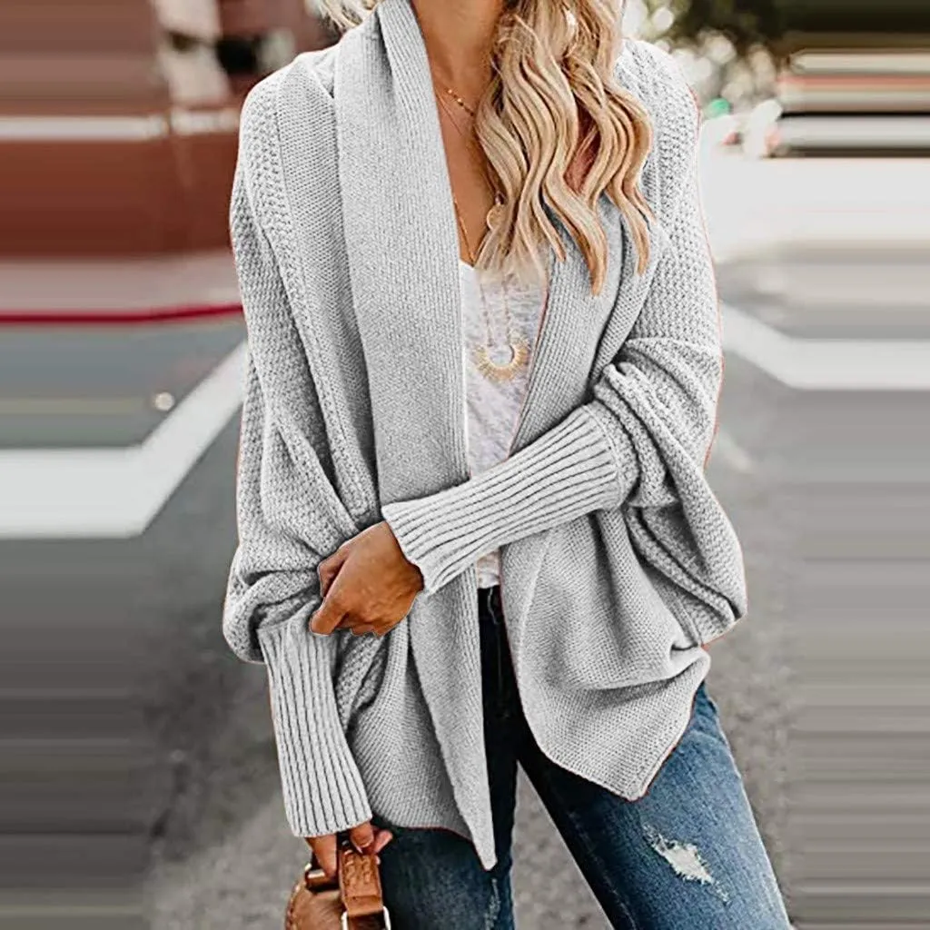 NaRHbrg Women Chunky Kimono Cardigan, Women's Cable Knitted Slouchy Oversized Wrap Open Front Cardigan Sweater Outwear