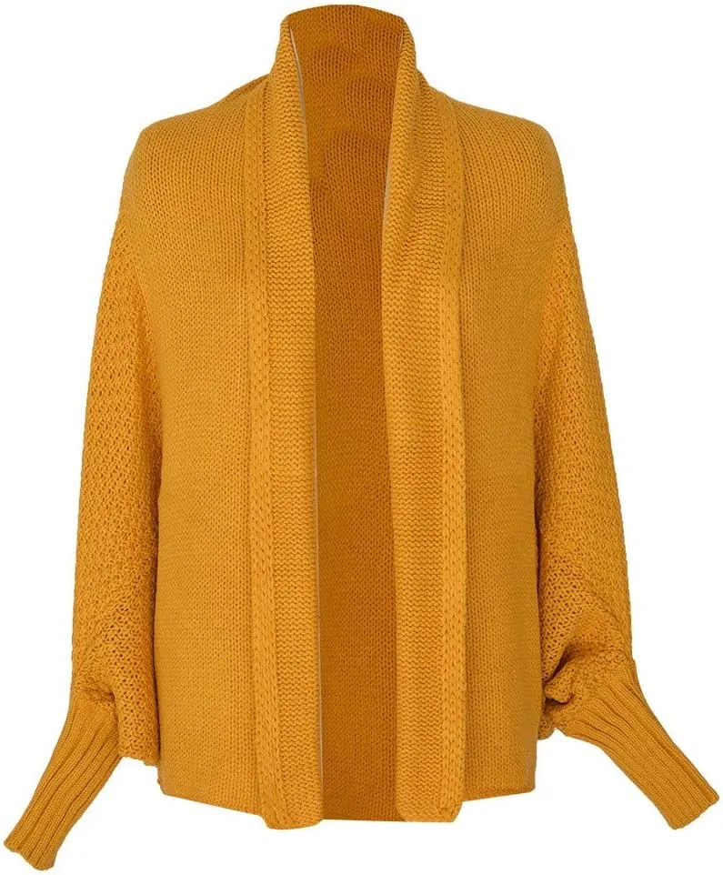 NaRHbrg Women Chunky Kimono Cardigan, Women's Cable Knitted Slouchy Oversized Wrap Open Front Cardigan Sweater Outwear
