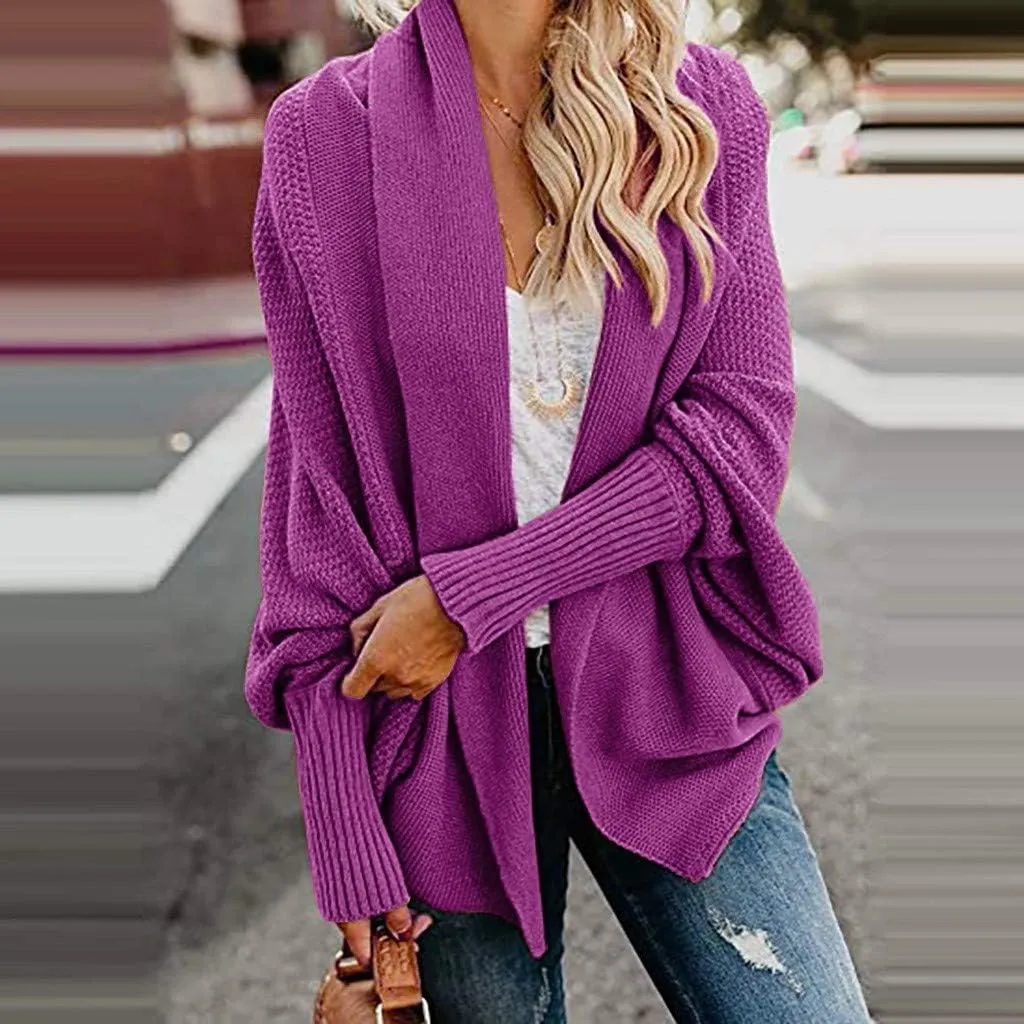 NaRHbrg Women Chunky Kimono Cardigan, Women's Cable Knitted Slouchy Oversized Wrap Open Front Cardigan Sweater Outwear