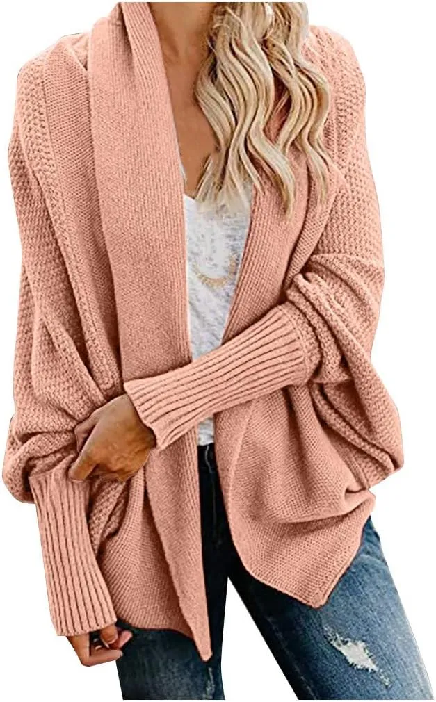 NaRHbrg Women Chunky Kimono Cardigan, Women's Cable Knitted Slouchy Oversized Wrap Open Front Cardigan Sweater Outwear