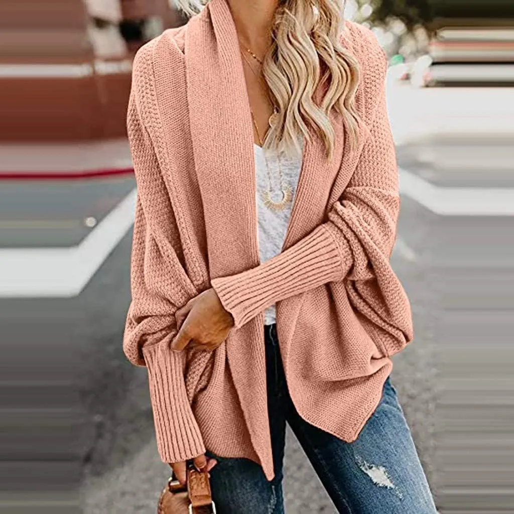 NaRHbrg Women Chunky Kimono Cardigan, Women's Cable Knitted Slouchy Oversized Wrap Open Front Cardigan Sweater Outwear