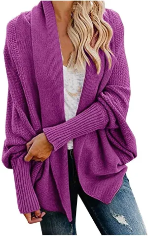 NaRHbrg Women Chunky Kimono Cardigan, Women's Cable Knitted Slouchy Oversized Wrap Open Front Cardigan Sweater Outwear