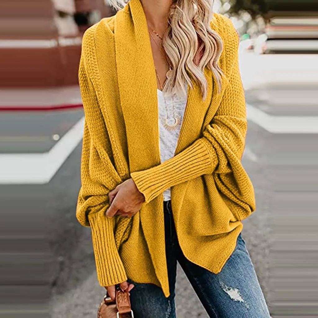 NaRHbrg Women Chunky Kimono Cardigan, Women's Cable Knitted Slouchy Oversized Wrap Open Front Cardigan Sweater Outwear