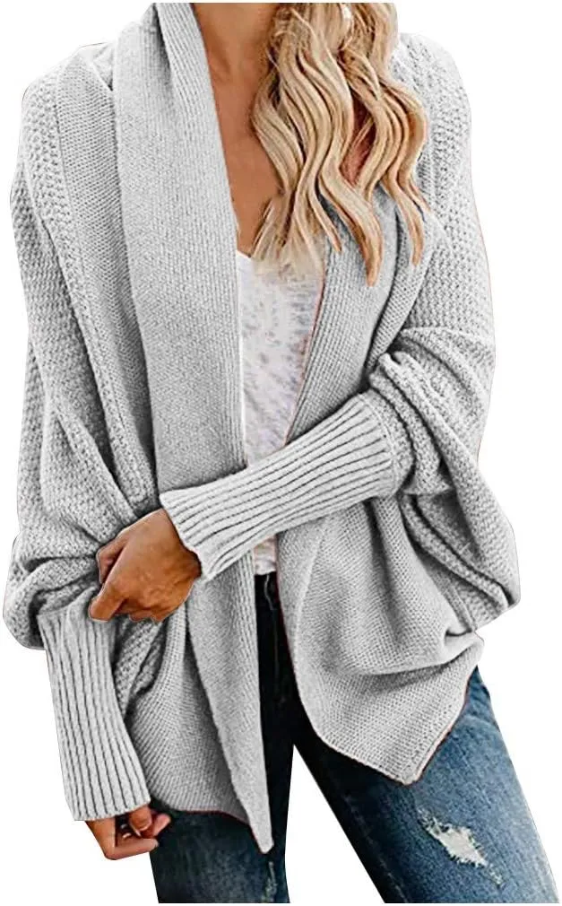 NaRHbrg Women Chunky Kimono Cardigan, Women's Cable Knitted Slouchy Oversized Wrap Open Front Cardigan Sweater Outwear