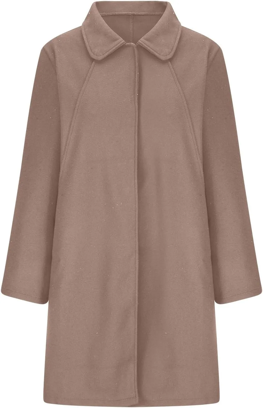 NATHGAM Women's Winter Coat Casual Trendy Elegant Coat Lapel Single Breasted Long Wool Coat Thick Formal Office Wool Overcoat