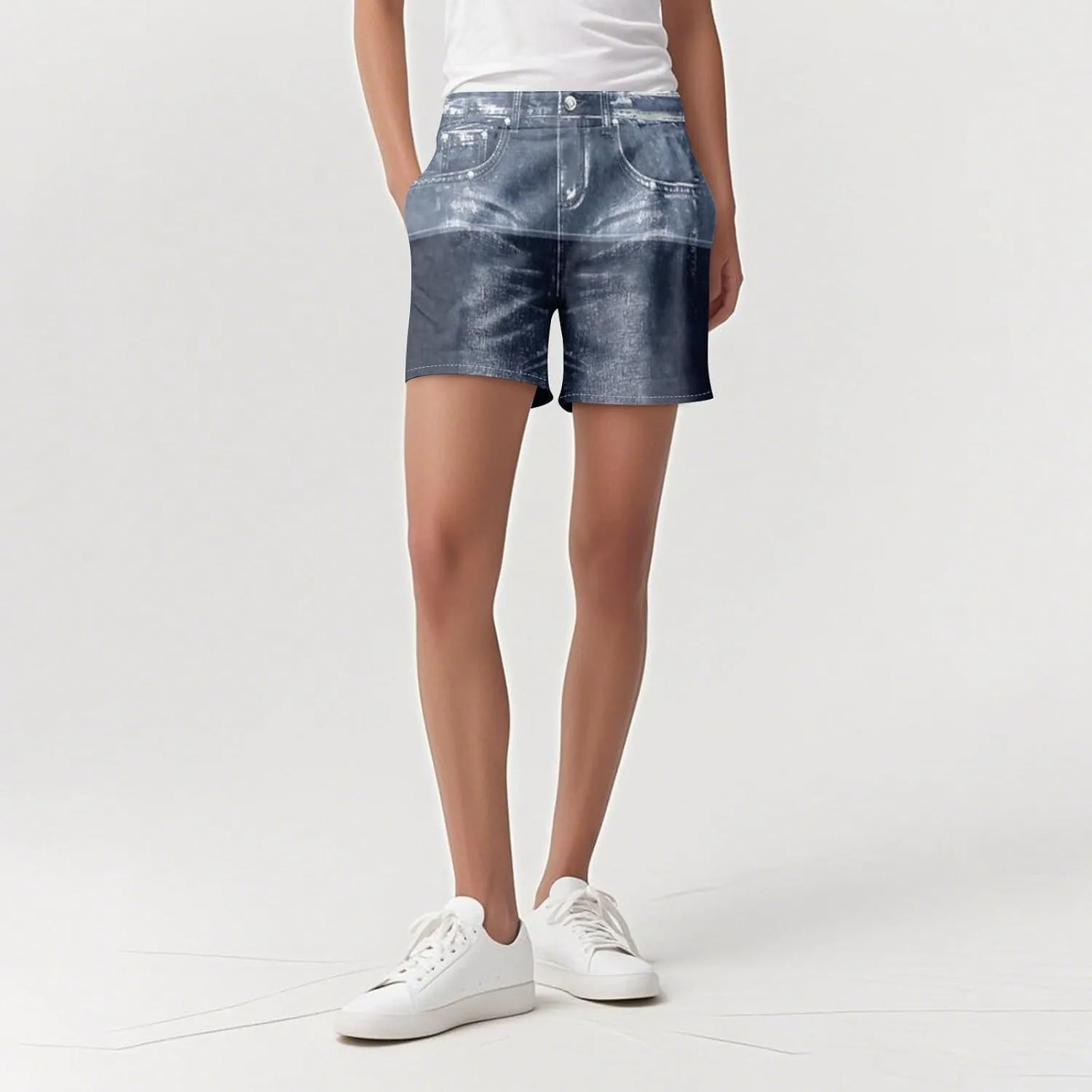NBXNZWF Jean Shorts for Women High Waisted 2025 Summer Casual Denim Shorts Straight Leg Ripped Stretchy Jorts with Pockets