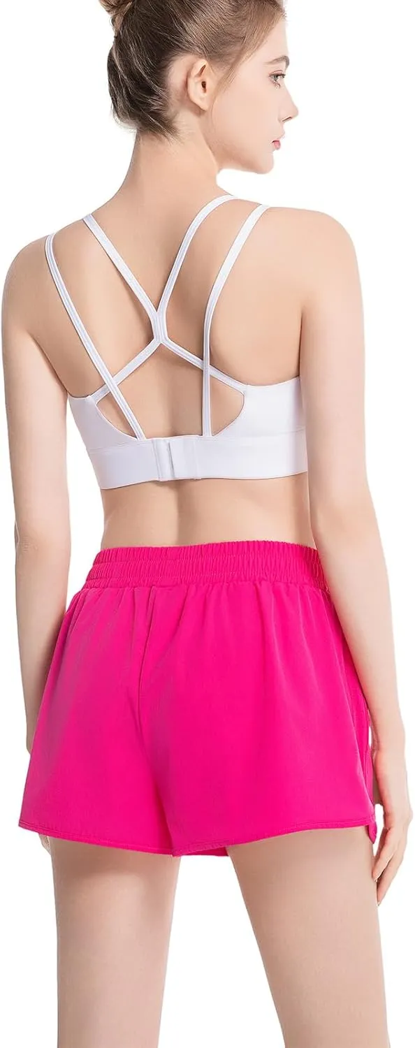 NEXSONIC Athletic Shorts for Women Quick-Dry Running Shorts with Linear Workout Gym Active Sport Shorts