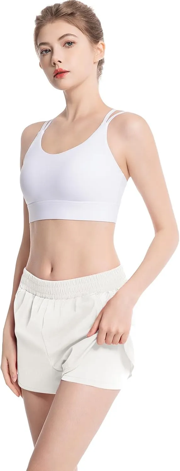 NEXSONIC Athletic Shorts for Women Quick-Dry Running Shorts with Linear Workout Gym Active Sport Shorts